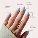 Glamnetic Press On Nails - Blueberry Milk | Solid Opaque Light Blue Short Almond Fake Nails, Salon Quality | 15 Sizes - 30 Nail Kit with Glue