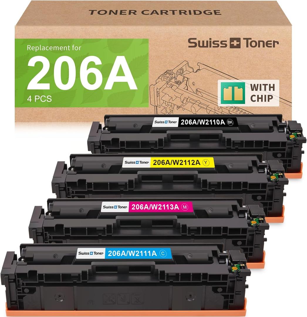 206A Toner Cartridges Replacement for Color LaserJet Pro MFP M283fdw | with Chip Compatible for HP 206A 206X for Color LaserJet Pro M283cdw M283fdn M282nw M255dw M255nw M283 M282 M255 Printer