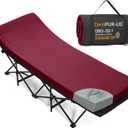 CYMULA Camping Cot Mattress 2in Memory Foam Sleeping Pad,Soft Warm Non-Slip Camping Mattress Topper with Retaining for Adults,Portable Roll up Pad for Travelonly Mattress (Wine red)