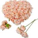 Artificial Satin Rose Flower Heads,42 Pcs Silk Rose Heads with Stems,3.5'' Rose Artificial Flowers Bulk,Artificial Rose Flower Heads for DIY Crafts Bouquet (42, Blush)
