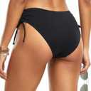 Daci Women Mid Waist Bikini Bottoms - Full Coverage Swim Bathing Suit Bottom Side Tied Swimsuit Bottoms (L)