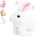 Easter Bunny Toy,Bunby Realistic Rabbit Toy,Easter Realistic Rabbit Toys,Interactive Plush Bunny,Realistic Bunny Can Walk and Talk,Lifelike Movements, Hops,Twitches & Wiggles Ears,Easter Gift(White)