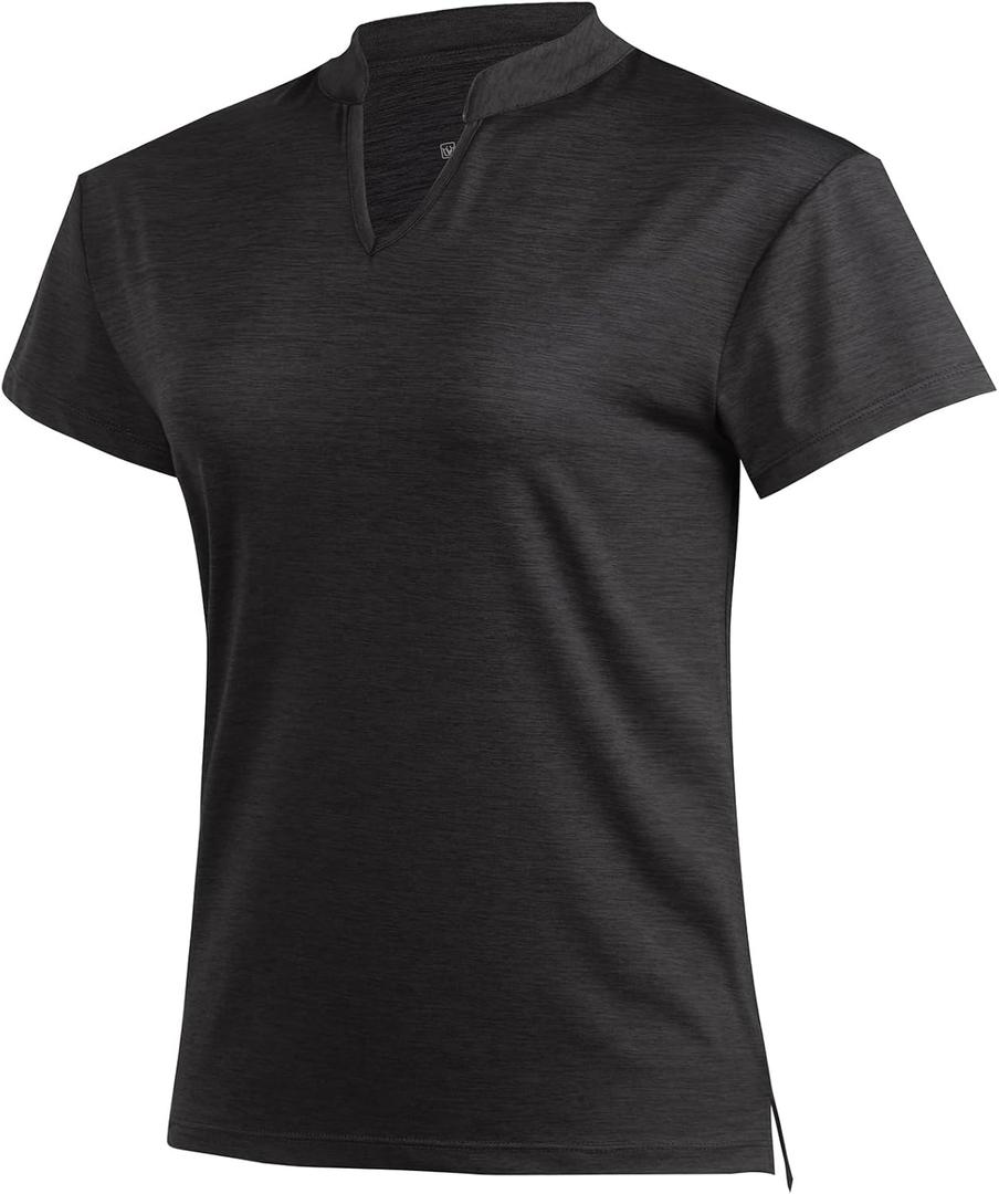 Women Golf Tennis Shirts,Athletic Women T-Shirts V-Neck Tops Short Sleeve Collarless Shirts