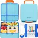 Fimibuke Chill Bento Box for Kids Adult, Leak Proof Toddler Lunch Box with Ice Pack Keep Food Cold, BPA Free 4 Compartment Lunch Container with Utensils for Girl Boy School, Microwave Dishwasher Safe