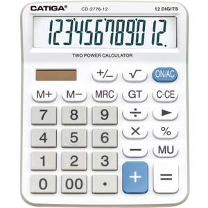 Premium Commercial 12-Digit Large Desktop Calculator with Huge 5-Inch LCD Display Screen, Giant Responsive Buttons, Battery and Solar Powered, Perfect for Home/Office Accounting Finance Use, CD-2776