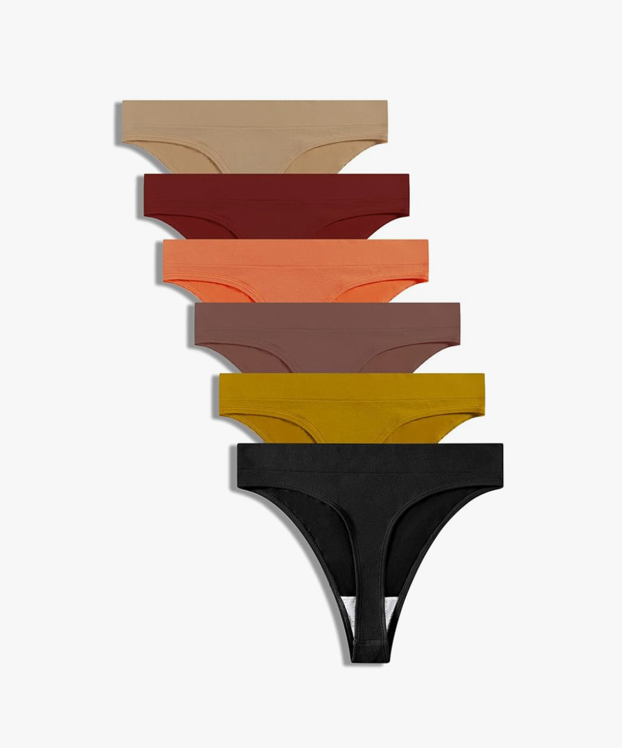 GRANKEE Women's Breathable Seamless Thong Panties No Show Underwear Pack. Size Large
