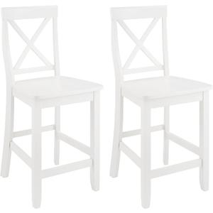Crosley Furniture X-Back Wood Counter Height Bar Stools Set of 2, White, 24-inch