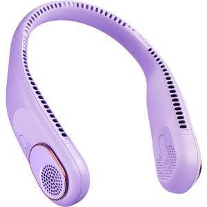 SWEETFULL Portable Neck Fan 360 Cooling Bladeless Personal Fan | No Hair Twisting - 4000mAh USB Rechargeable Wearable Fan for Travel, Birthday Gifts for Men, Women, Mom, and Dad (A9 Light Purple)