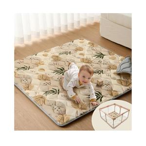 Blissful Diary Baby Play Mats for Floor, 50x50 Playpen Mat, Thick Cushioning Padding Foam Playmat for Baby and Toddlers Infants, Non-Slip & Machine Washable, Earth Tones Design