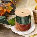LaRibbons Fall Ribbon Wired 2 1/2" x 10 Yards, Striped Velvet Green Ribbon for Autumn Wreath Thanksgiving Christmas Farm Gift Wrapping Home Decor