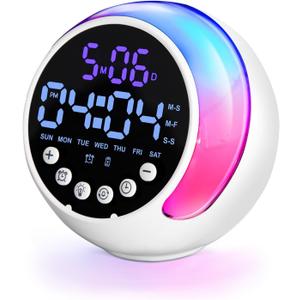 Kids Alarm Clock for Bedroom Decor, Ok to Wake Digital Clock, RGB Night Light,Date, Day of Week. 7-5-2 ModeEveryday/Weekday/Weekend Suitable for Girls, Boys, Adults. Calendar Table Clocks.