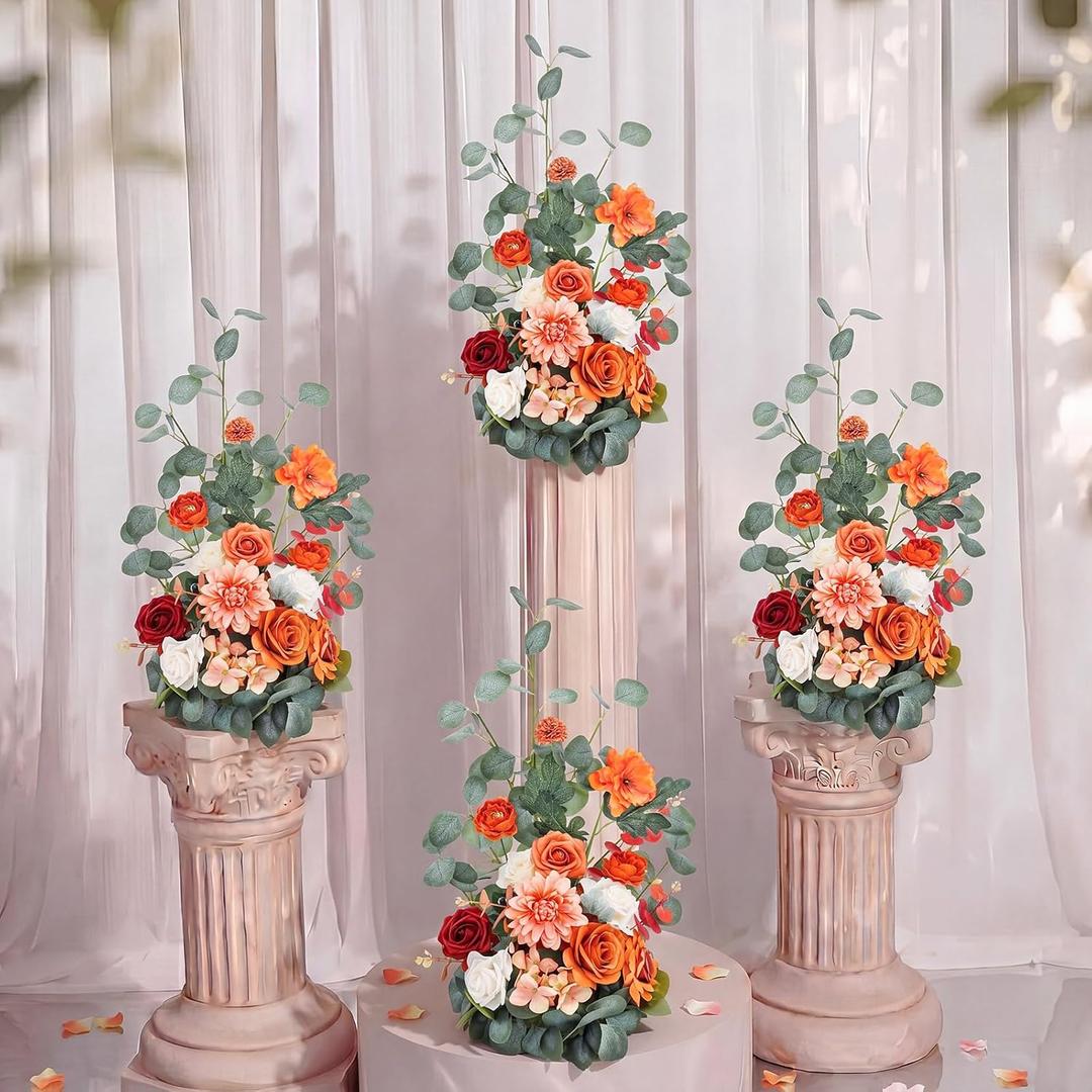Giegxin 4 Pcs Free-Standing Wedding Aisle Artificial Flowers Walkway Rose Floral Arrangements Chair Decorations for Ceremony Decor Wedding Reception Church Backdrop Outdoor (Pink)