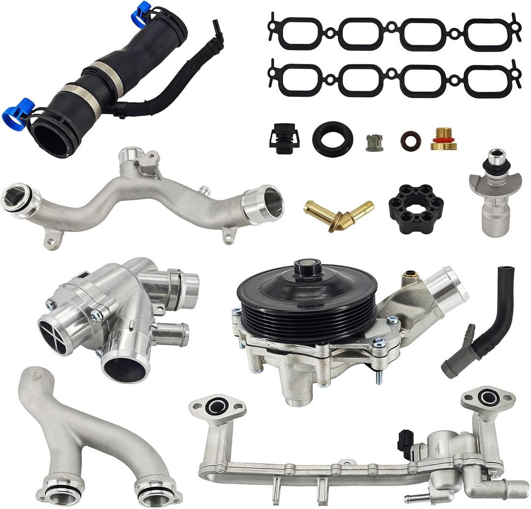 LR090630 Aluminum Cooling System Kit Compatible with Jaguar F-Type XF XJ XKR XFR for Land Rover Range Rover Range Rover Sport LR4 2010-2017 5.0L V8 Engine Replaces# LR109402 LR122709 LR018273