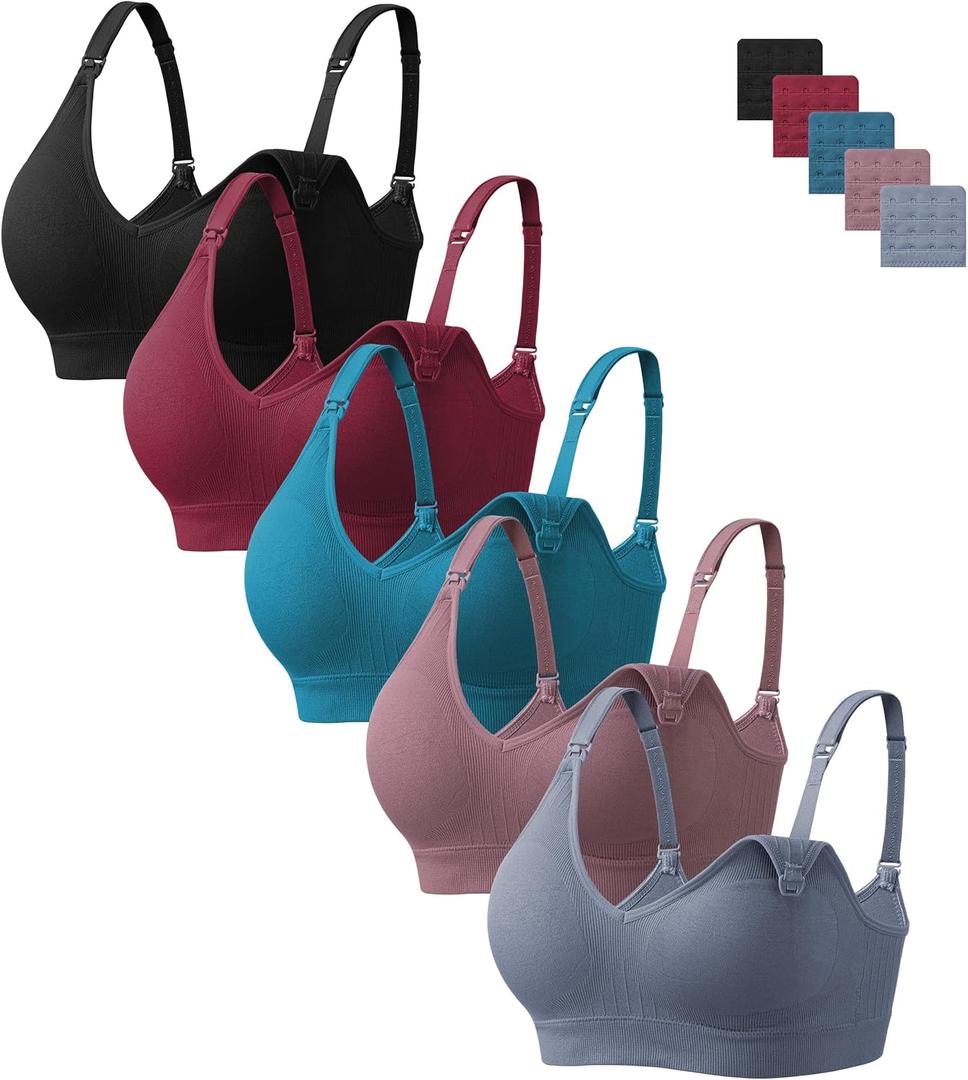HBselect Nursing Bras for Breastfeeding Women Maternity Bras Seamless Wireless Pregnancy Sleep Bra with Bra Extenders (XL)