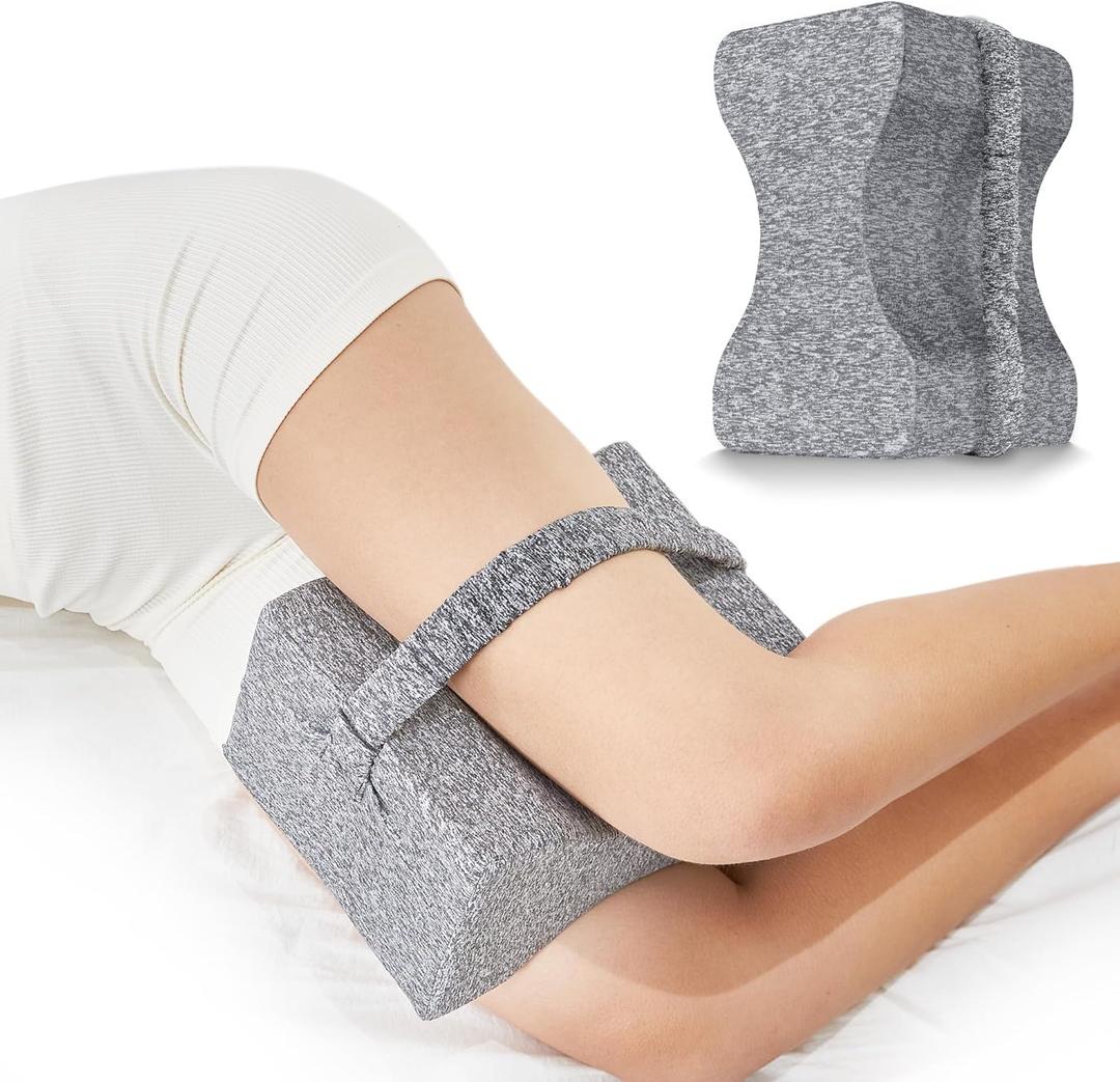 Knee Pillow for Side Sleepers,Knee Support Pillow for Between Knees While Sleeping,Memory Foam Knee Cushion for Hip,Leg,Back Pain Relief (Gray)