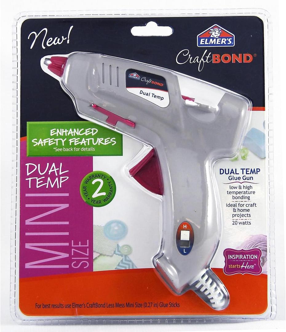 Elmer's E6049L Craft Bond Mini Dual Temp Hot Glue Gun, 20W (E6049)