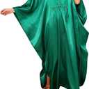Bsubseach Women's Plus Size Kaftan Dresses Sparkly Glitter V Neck Swimsuit Coverup Beach Maxi Silky Caftans Loungewear (Green)
