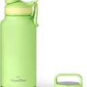 GRANDTIES 2 Lids Sports Stainless Steel Water Bottles – Wide Mouth Vacuum Insulated Reusable Leak Proof BPA-Free Travel Metal Canteen, Thermal Bottles for Men Women Gym (Fresh Mint 32 oz)