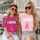 Breast Cancer Shirts for Women Cancer Awareness T-Shirt Survivor Pink Ribbon Tee Tops (Small, Rose-red 2)