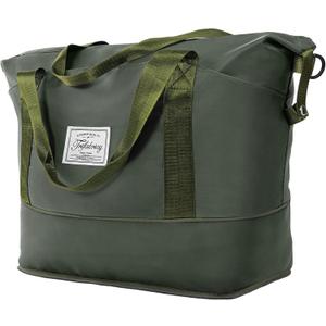 Travel Duffel Bag - Large Shoulder Weekender Overnight Bag, Carry on Bag with Wet Pocket, Waterproof Expandable Duffel Bag with Trolley Sleeve, Sports Tote Gym Bag for Women, Olive Green