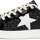 LUCKY STEP Women's Fashion Star Sneaker Lace Up Low Top Comfortable Cushioned Walking Shoes 7