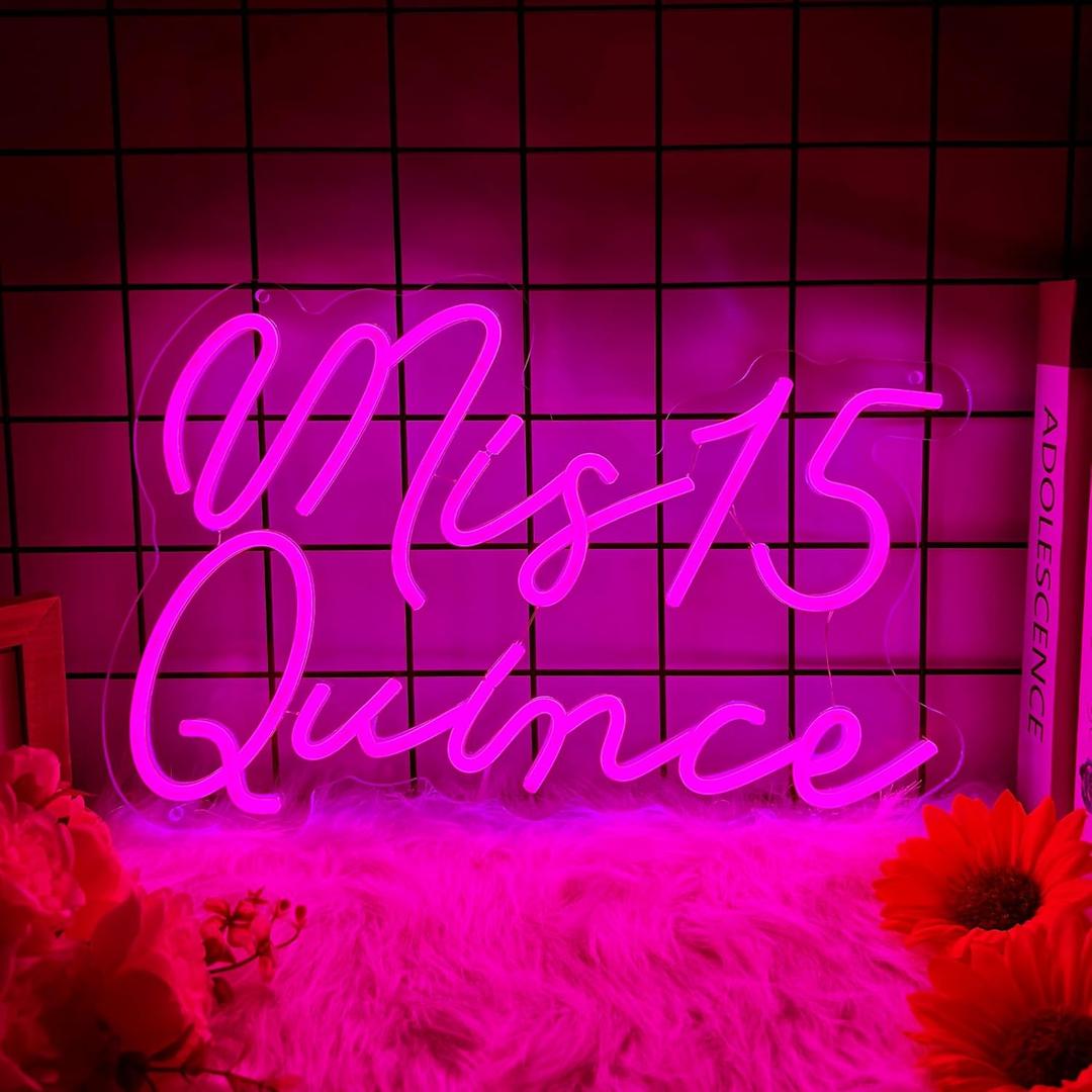 Moneter Mis 15 Quinceanera Neon Signs for Wall Decor Neon Lights for Bedroom Led Signs Suitable for Quinceanera Christmas Birthday Party Unique Gift for Girls