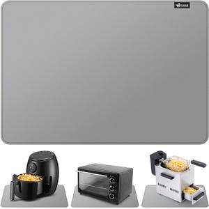 FLASLD Heat Resistant Mat for Air Fryer Site on, Fireproof Silicone Mats for Kitchen Counter, Countertop Protector, No-slip and Waterproof (12"X18", Gray)
