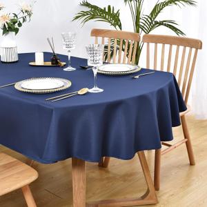 Wolkemer Large Oval Tablecloth 60 x 120 Inch Washable Fabric Table Cloth Solid Navy Blue Table Cover for Dining Wedding Party Banquet Tabletop Decoration