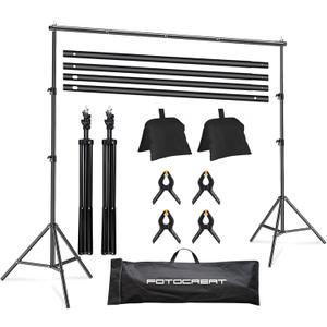 10x6.5ft Backdrop Stand Kit, Heavy Duty Adjustable Photography Stand with Clamps & Carry Bag for Wedding, Live Streaming (BJJ 2x3M)
