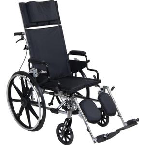 Drive Medical Viper Plus GT Full Reclining Wheelchair, Detachable Desk Arms, 18'' Seat Black