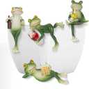Frog Statue 4 Pack,Tipsy Resin Decor Outdoor,Cute Figurines for Garden Balcony Potted Plant Hangers for Flower Yard Lawn