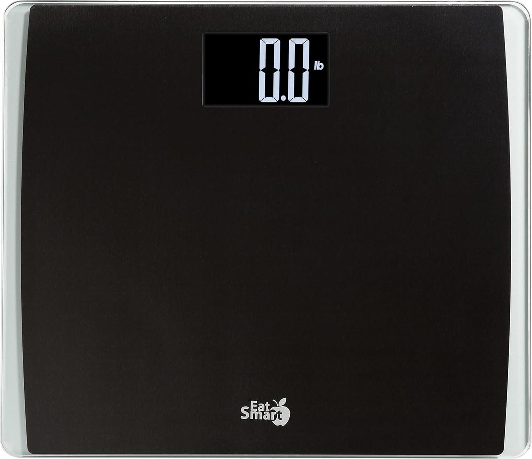 Eat Smart Precision Digital Bathroom Scale for Body Weight Extra-Wide Platform, High-Visibility Display, Ultra-Durable Design for Home, Pets, Luggage & More, 550 LB High Capacity, Black