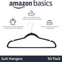 Amazon Basics Slim Velvet Non-Slip Space Saving Suit Clothes Hangers, Closet Organizer, Black, 50-Pack