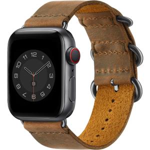 Vintage Leather Bands Compatible with Apple Watch Band 38mm 40mm 41mm 42mm 44mm 45mm 46mm 49mm, Genuine Leather Retro Strap Compatible for Men Women iWatch Ultra SE Series 11/10/9/8/7/6/5/4/3/2/1