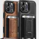 for iPhone 16 Pro Max Leather Case with Card Holder & Kickstand, [Compatible with Magsafe] Protection Slim Phone Cover with Stand (Brown, iPhone 16 Pro Max)