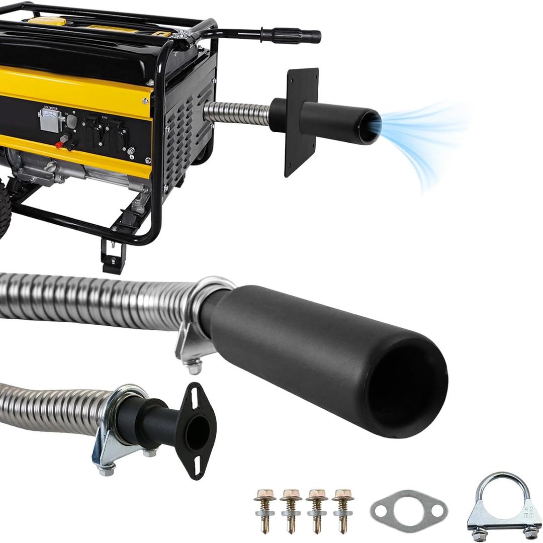 Generator Exhaust Extension Silencer Kit - Generator Muffler Silencer Kit Insulated Through-Wall Mounting Plate Compatible with Honda Eu6500/Eu7000is Firman H07552 Wh03242 T07571 T07573, Reduce Noise