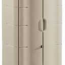 Rubbermaid Compact Vertical Resin Storage Shed With Floor (2 x 2.5 Ft), Weather Resistant, Beige/Brown, Organization for Home/Backyard/Garden Tools/Porch/Patio Cushions/Pool Chemicals/Toys