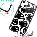 MAYCARI Compatible with iPhone 13 mini Case for Children Women Funny Face Design, Hard Back Cover with Black Funny Cute Cool Art Pattern Soft TPU Bumper Phone Case