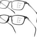 SKYOAK Premium 2 PACK Durable Progressive Multifocus Reading Glasses Men Blue Light Blocking Computer Reader