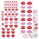 Red Pink Heart Face Gems, Valentine's Day Self Adhesive Face Gems Rhinestones Glitter Stickers, Heart Accessories for Makeup, Rave Accessories for Women, Kiss Jewels for Body, Eye, Hair 4 Sheets