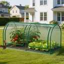 98x49x49in Garden Plant Netting Mesh Cover for Raised Bed, Crop Cage with Roll-up Zipper Door, Plant Protectors from Animals, Large Tunnel Gardening Net for Vegetables Fruits Tomato, Green