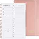 Asten Daily Undated Planner - To Do List Notebook With Hourly Schedule and Spiral Appointment Book for Men and Women, ADHD Work Planner With Inner Pocket, 8.3"x5.8", Pale Pink