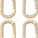 SUNNYCLUE 1 Box 4Pcs Spring Oval Ring Gold Carabiner Clips Bulk Cubic Zirconia Real 18K Gold Plated Brass Rhinestone Keychain Snap Buckle Gate Ring for Key Bag Purses Handbags DIY Crafts Accessories