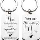 SET OF 3, Mom Keychain Gift from Daughter Son – Mothers Day Birthday Present for Mom Women, You Are Amazing - Love You Forever Keychain – White Laser Engraved Sentiment for Mother