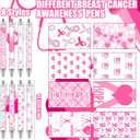 Demonwer 24 Pcs Breast Cancer Awareness Pens Bulk Pink Ribbon Black Ink Ballpoint Breast Cancer Awareness Party Favors for Women Nurse Public Events Gift Office Supplies