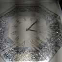 Wall Clock, Octagon Mirror Glass Clock, Cute Diamond 20-inch Non-Ticking Clock for Wall Dcor, Perfect Home Decor for Bedroom, Bathroom Motif, Dining Room(Excluding Batteries.), 20x20 inch