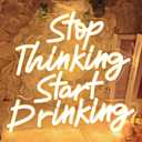 Planzo Stop Thinking Start Drinking Neon Light Beer Bar Sign for Home Bar Pub Man Cave Garage Night Club Coffee Shop Wall Decor LED Light Sign Kitchen Bedroom Birthday Party Gift 5V USB Warm