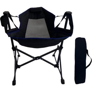Hammock Camping Chair, Outdoor Swinging Rocking Camping Chair, Folding Adjustable Back Portable Hammock Chairs for Patio, Backyard and Picnic, Supports 300LBS, Black