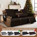 Waterproof Recliner Sofa Covers with Flipped Middle Backrest Washable Recliner Couch Covers Non-Slip with Elastic Straps Furniture Protector for Kid Dogs Pets (Chocolate)