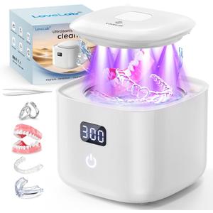 Ultrasonic Retainer Cleaner Machine 48kHz, Dental Ultrasonic Care Cleaner | Ultrasonic Retainer Cleaner for Dentures, Aligners, Mouth Guards, Toothbrush Heads and Jewelry with 200ML Capacity